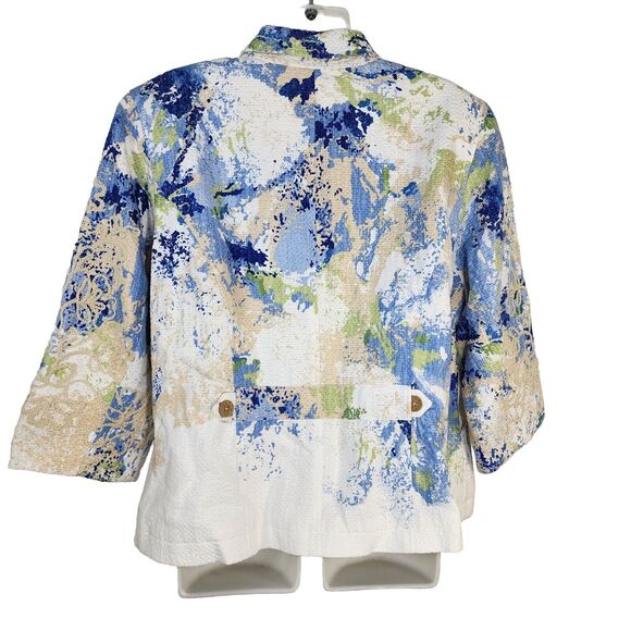 Coldwater Creek Womens Jacket Size P16 Watercolor Embroidered Full Zip Lined - Picture 2 of 12